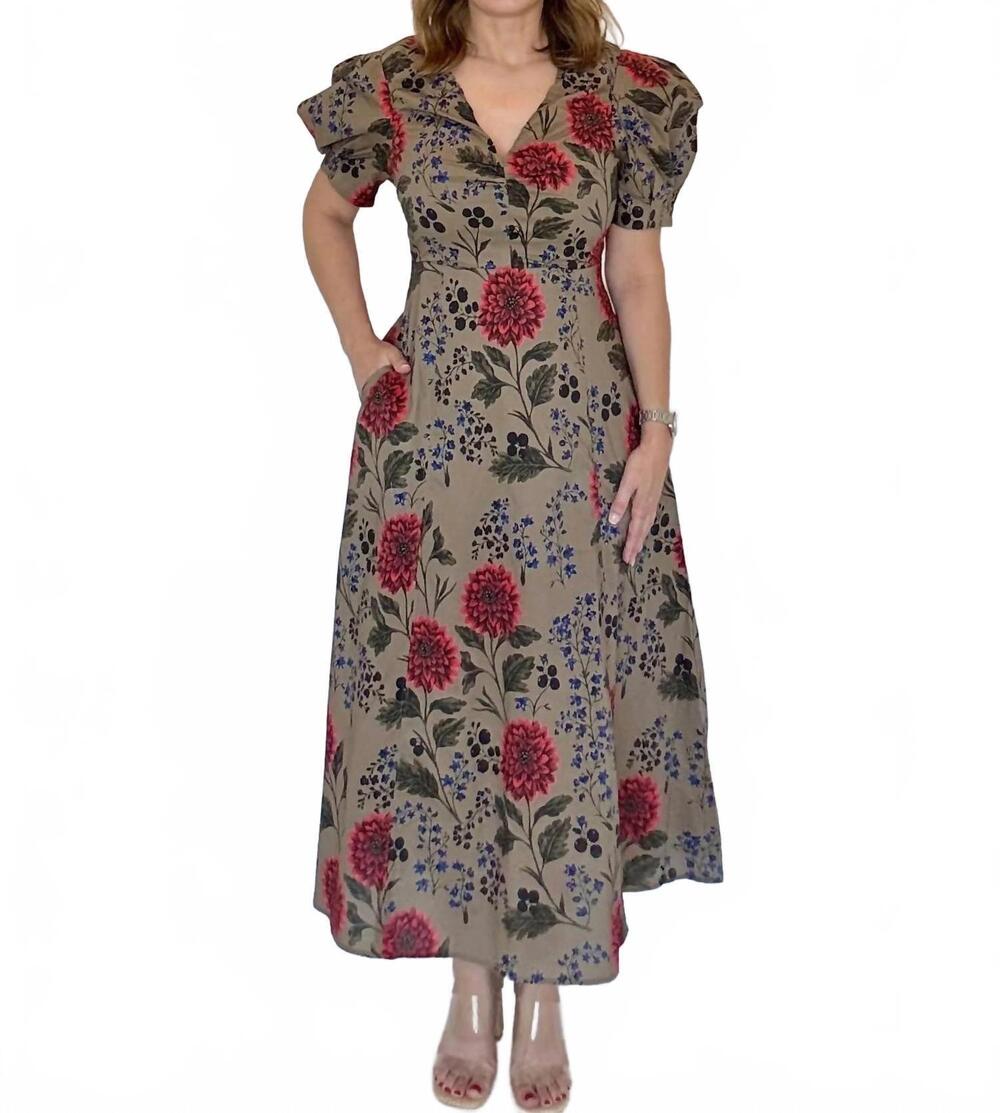 NEW ENTRO floral midi dress in camel